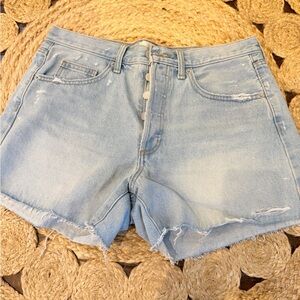 Light Blue Distressed Denim Shorts